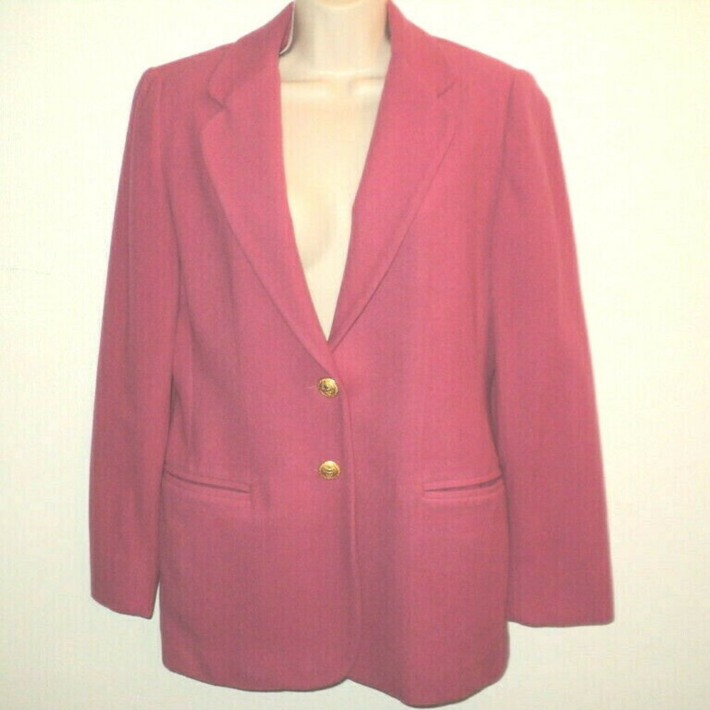Saks Fifth Avenue Folio Women's Size XS Blazer Pink Wool Front Buttoned Vintage